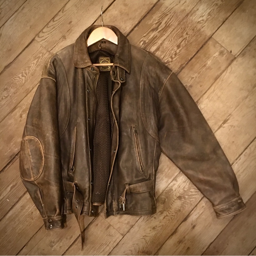 Vintage genuine leather motorcycle jacket